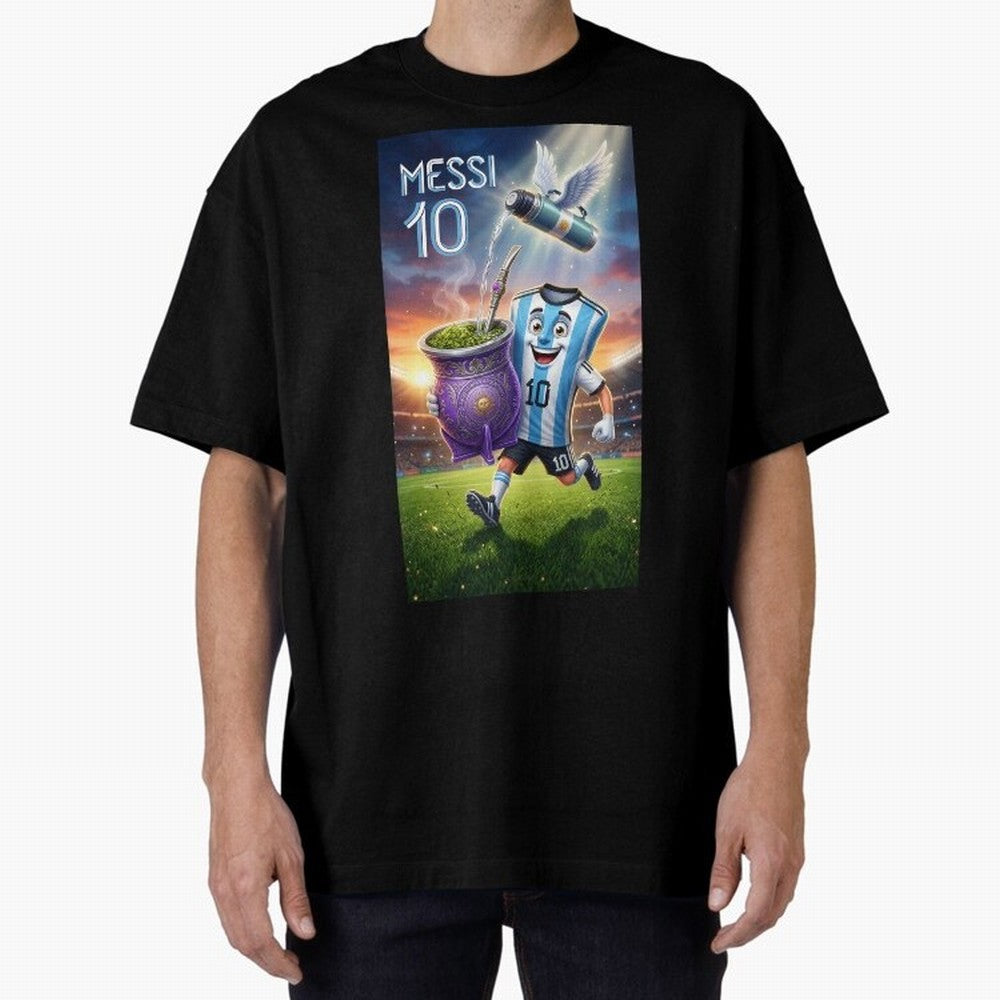 Messi 10 & Mate Magic ¨C The Soul of Argentine Football - Argentina Football Mate Mascot - Messi 10 Soccer Fan Art Oversized T-Shirt Bring Supporter Culture to Match Day Hype around FIFA World Cup 2026 USA Canada Mexico, CR7 and Messi, France and
