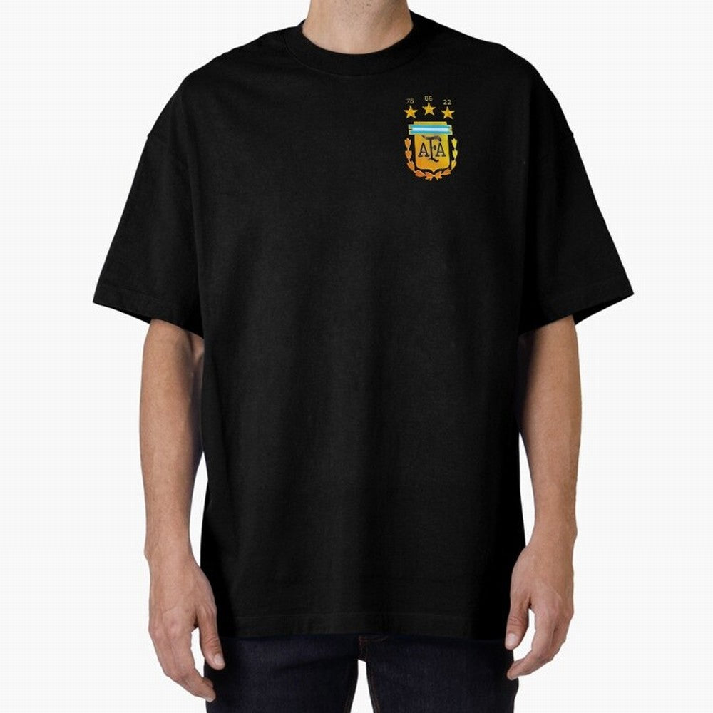 AFA ARGENTINA CHAMPION QATAR 2022 3 STARS Oversized T-Shirt Follow FIFA World Cup 2026 Group Stage Featuring Cristiano Ronaldo, Haaland and CR7, Portugal, Spain and Germany Energy, Sports Nostalgia, International Competition, Famous Players and