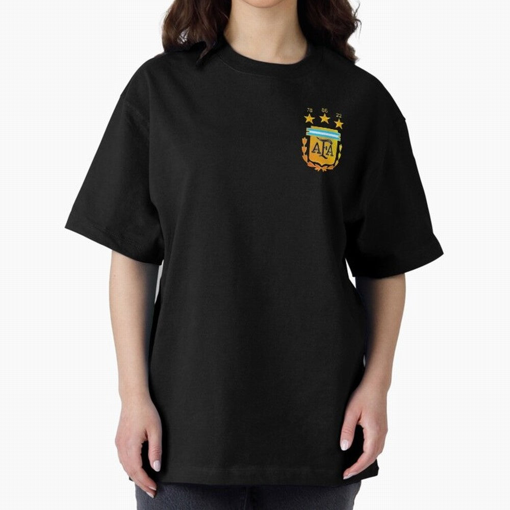 AFA ARGENTINA CHAMPION QATAR 2022 3 STARS Oversized T-Shirt Follow FIFA World Cup 2026 Group Stage Featuring Cristiano Ronaldo, Haaland and CR7, Portugal, Spain and Germany Energy, Sports Nostalgia, International Competition, Famous Players and