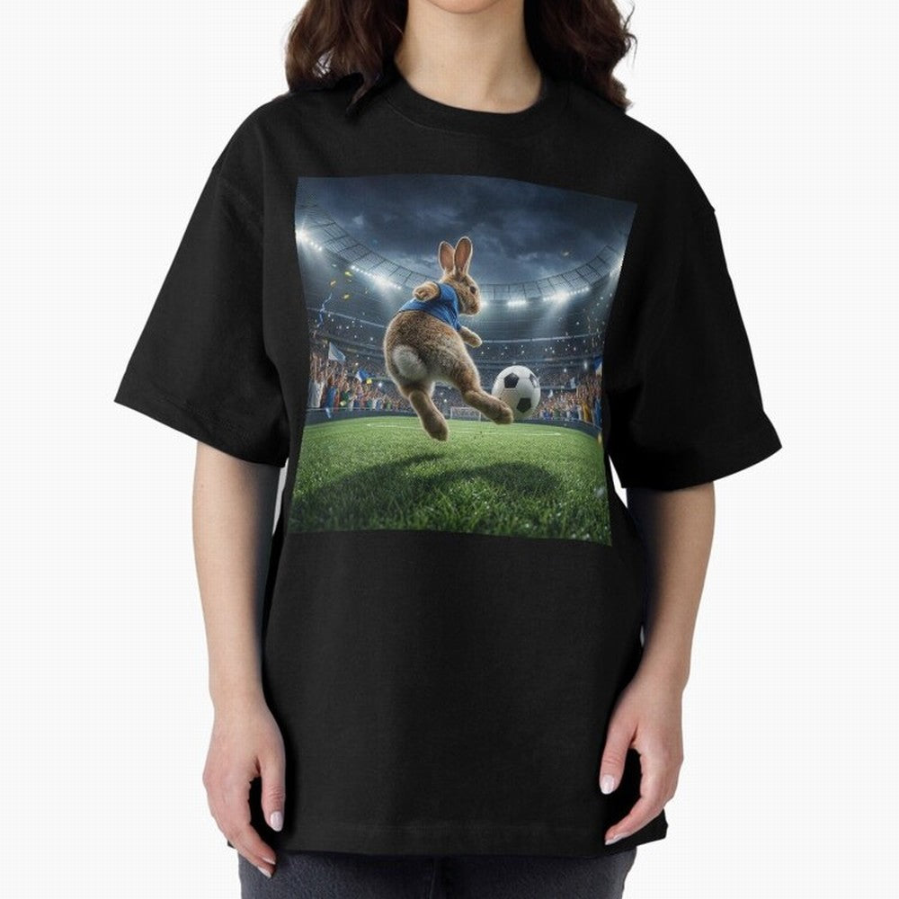 Rabbit Is Veritable Messi on the Soccer Pitch Oversized T-Shirt Make Every Match About the FIFA World Cup 2026 USA Canada Mexico Journey through Neymar Highlights, Brazil, Portugal and Argentina Pride, Football Passion, Legendary Performances,