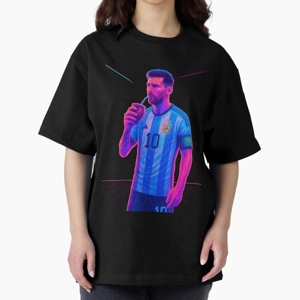 Messi The Goat Art Neon Synthwave Cyberpunk ¨C Retro Futuristic Classic T-Shirt Relive Legendary Nights from FIFA World Cup 2026 Spirit, Driven by Germany, Mbappe, Championship Spirit, Famous Goals, Roaring Crowds and International Football Unity;
