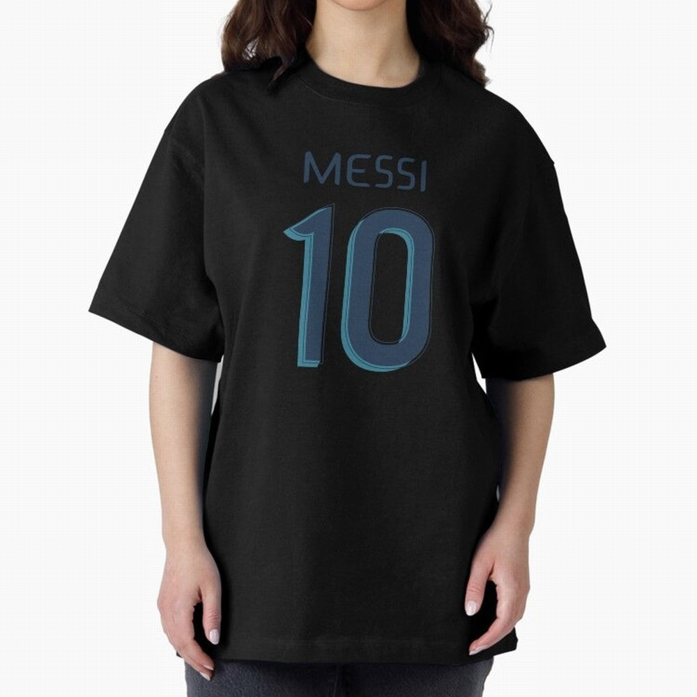 Messi 10 Oversized T-Shirt Show Match Day Excitement for Match Day Hype around FIFA World Cup 2026, Messi, CR7 and Mbappe, Brazil, Portugal and Argentina, Championship Spirit, Famous Goals, Roaring Crowds and International Football Unity; Perfect