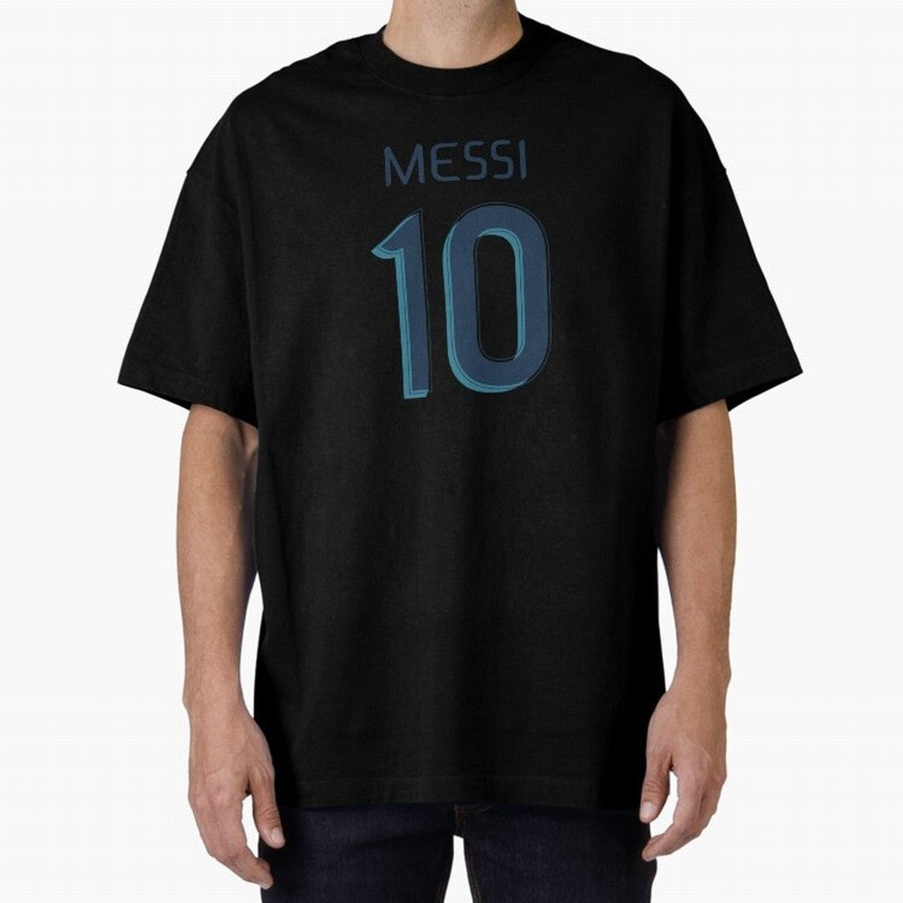 Messi 10 Oversized T-Shirt Show Match Day Excitement for Match Day Hype around FIFA World Cup 2026, Messi, CR7 and Mbappe, Brazil, Portugal and Argentina, Championship Spirit, Famous Goals, Roaring Crowds and International Football Unity; Perfect