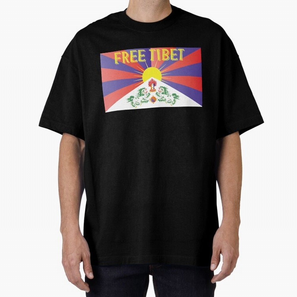 Free Tibet Movement Oversized T-Shirt Stand Out with Spirit from FIFA World Cup 2026 Group Stage for Fans of Cristiano Ronaldo, Haaland and CR7 and France and Portugal, Bringing Goal Celebration Energy, Supporter Heritage, Football Icons and