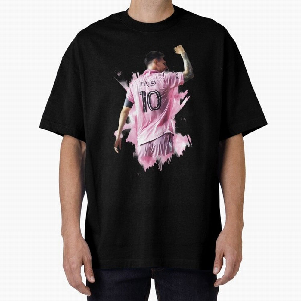 Messi Inter Miami Celebration Art ¨C Football Legend in Pink Jersey Classic T-Shirt Follow FIFA World Cup 2026 Group Stage Featuring Cristiano Ronaldo, Haaland and CR7, Portugal, Spain and Germany Energy, Sports Nostalgia, International