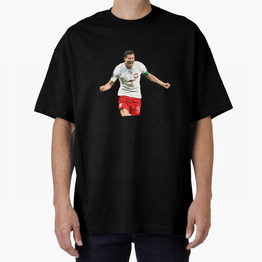 Robert Lewandowski Oversized T-Shirt Relive Legendary Nights from the FIFA World Cup 2026 Group Stage Journey through Messi, Neymar and Mbappe Highlights, France and Portugal Pride, Retro Football Energy, Iconic Rivalries, Trophy Chase Drama and