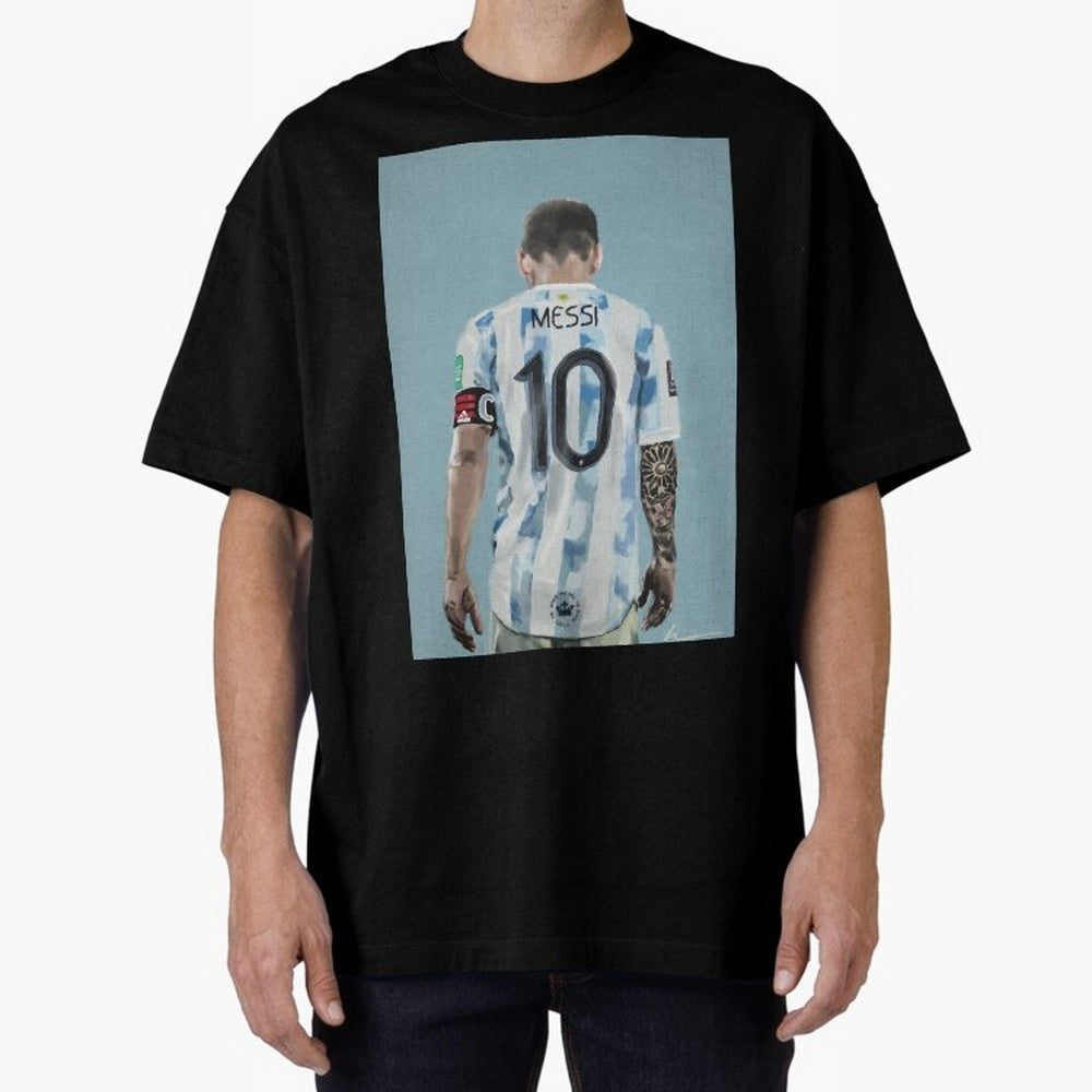 Portrait painting of Lionel Messi of Inter Miami and Argentina Classic T-Shirt Make Your Look Match the FIFA World Cup 2026 Journey through Cristiano Ronaldo Highlights, Spain Pride, Sports Nostalgia, International Competition, Famous Players and