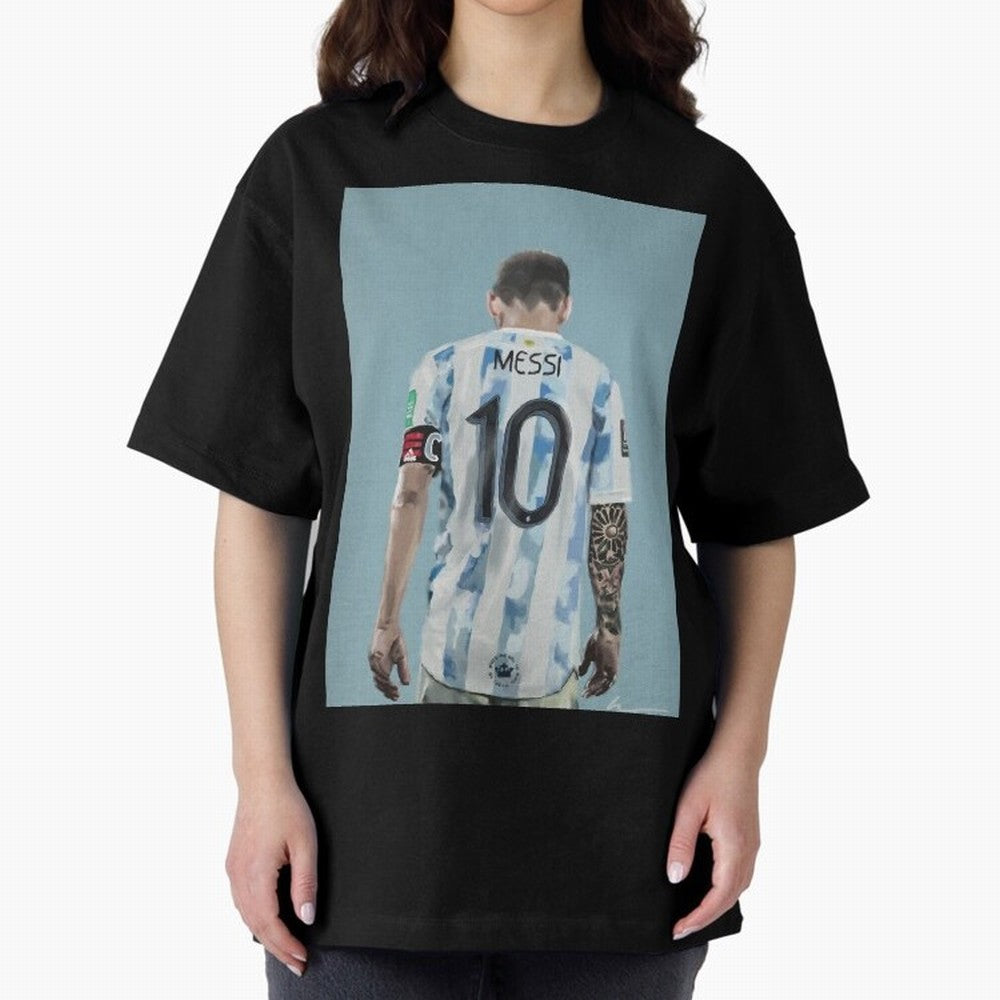 Portrait painting of Lionel Messi of Inter Miami and Argentina Classic T-Shirt Make Your Look Match the FIFA World Cup 2026 Journey through Cristiano Ronaldo Highlights, Spain Pride, Sports Nostalgia, International Competition, Famous Players and