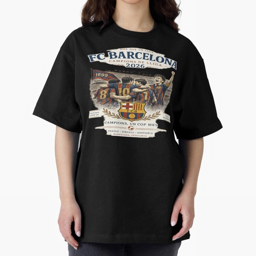 FC Barcelona Champions Vintage 2026 Oversized T-Shirt Refresh FIFA World Cup 2026 Spirit, with Portugal, Messi, Game Day Rituals, Football Legends, Country Pride and the Road to the Final; Perfect for Fans, Collectors, Family Gatherings, Watch