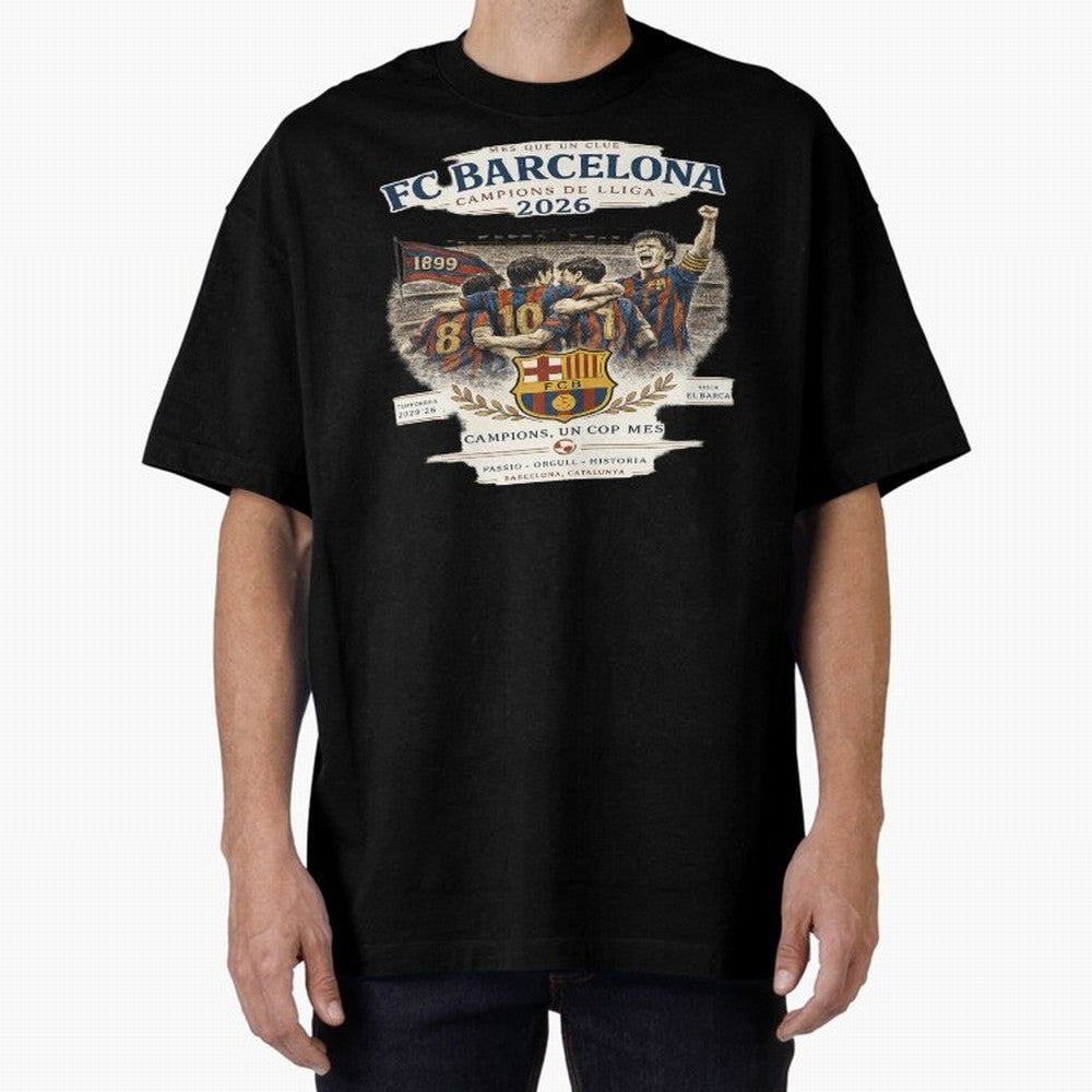 FC Barcelona Champions Vintage 2026 Oversized T-Shirt Refresh FIFA World Cup 2026 Spirit, with Portugal, Messi, Game Day Rituals, Football Legends, Country Pride and the Road to the Final; Perfect for Fans, Collectors, Family Gatherings, Watch