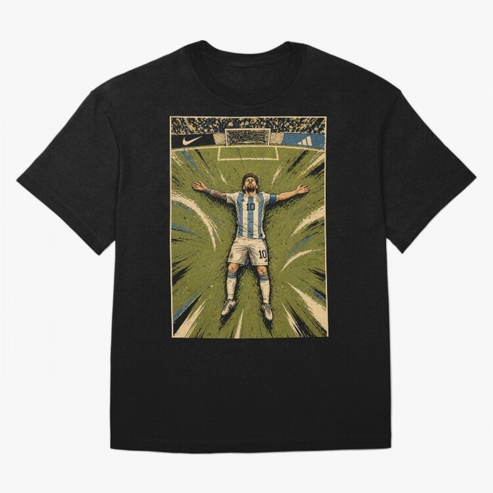 Messi Argentine Football Legend Celebration Poster | Vintage Comic Soccer Champion Art Classic T-Shirt Show Championship Spirit for FIFA World Cup 2026 Group Stage Spirit, Centered on Spain and Netherlands, Haaland and Mbappe, Championship Spirit,