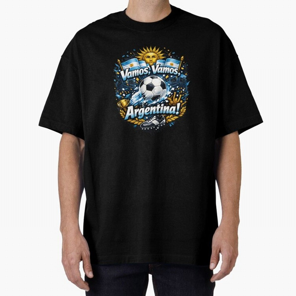 Argentina football 2026 Oversized T-Shirt Feel the Trophy Chase of Match Day Hype around FIFA World Cup 2026 USA Canada Mexico, Messi, Neymar and Mbappe, Argentina, France and Brazil, Football Passion, Legendary Performances, Festival Vibes and