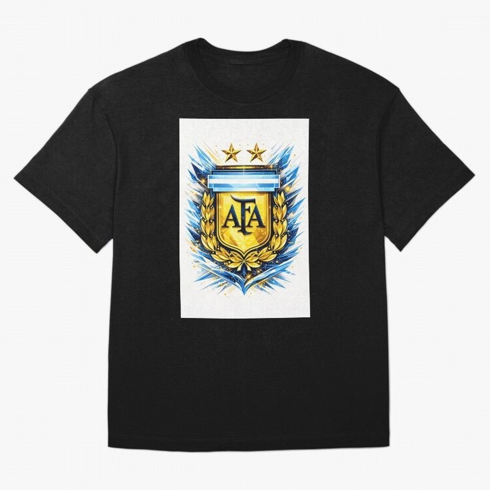 Argentina champions AFA crest gold blue soccer design Oversized T-Shirt Capture Stadium Memories from Global Football Passion for FIFA World Cup 2026, Driven by Messi, Neymar and Mbappe, Portugal, Vintage Soccer Flavor, Modern Football Stars,