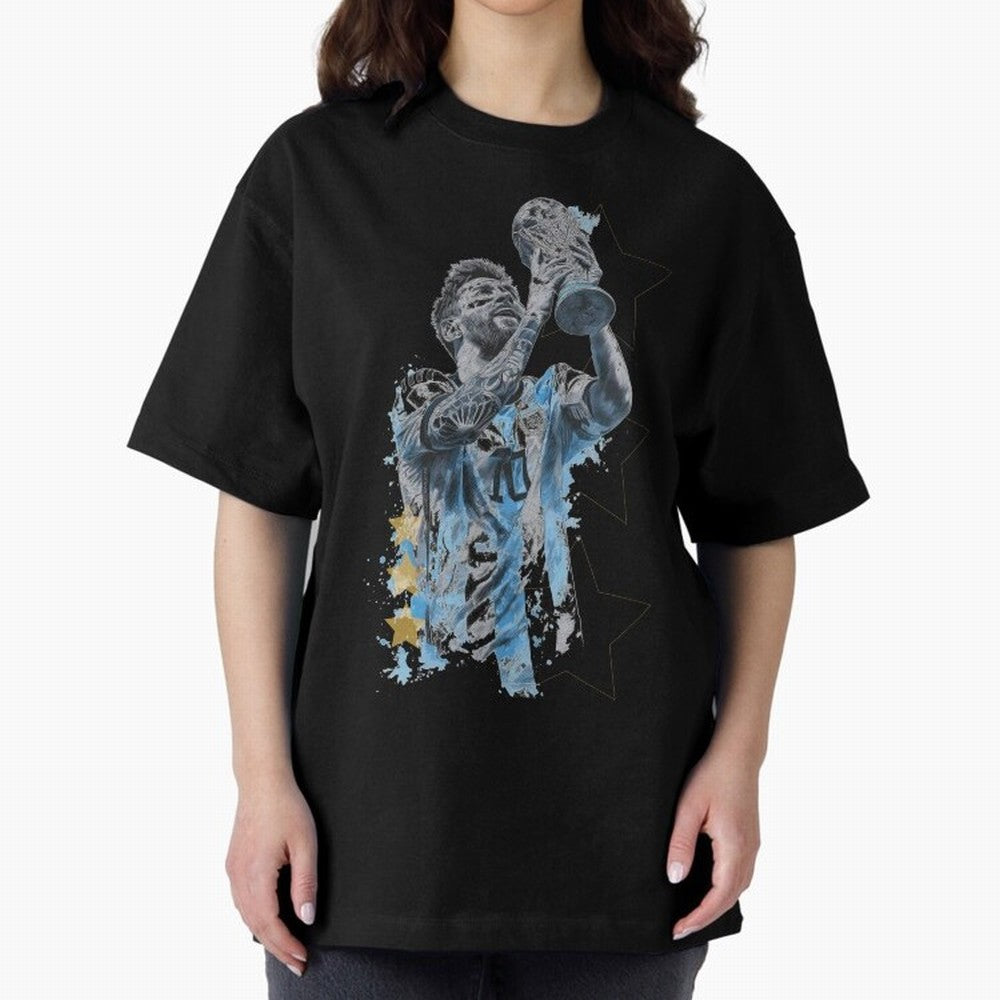 Messi with the World Cup Classic T-Shirt Feel Global Football Passion for FIFA World Cup 2026, Highlighting Messi, CR7 and Mbappe, Portugal, Football Passion, Legendary Performances, Festival Vibes and Supporter Community; Ideal for Fans Who Follow