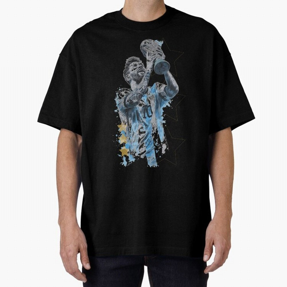 Messi with the World Cup Classic T-Shirt Feel Global Football Passion for FIFA World Cup 2026, Highlighting Messi, CR7 and Mbappe, Portugal, Football Passion, Legendary Performances, Festival Vibes and Supporter Community; Ideal for Fans Who Follow