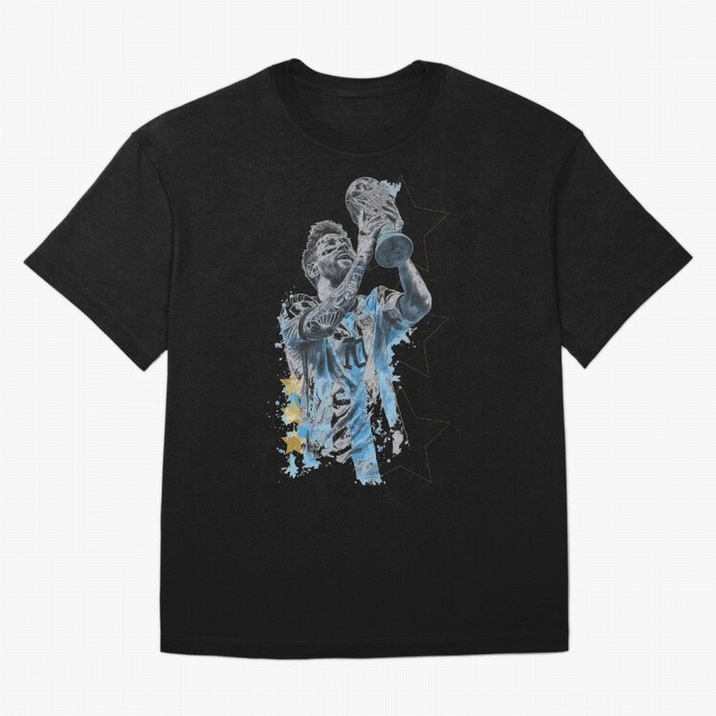 Messi with the World Cup Classic T-Shirt Feel Global Football Passion for FIFA World Cup 2026, Highlighting Messi, CR7 and Mbappe, Portugal, Football Passion, Legendary Performances, Festival Vibes and Supporter Community; Ideal for Fans Who Follow