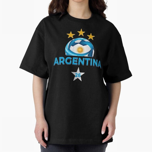 Argentina 2026 Stars Oversized T-Shirt Capture FIFA World Cup 2026 Group Stage Filled with CR7, France and Portugal Energy, Goal Celebration Energy, Supporter Heritage, Football Icons and Worldwide Tournament Joy; Great for Watch Parties, Sports