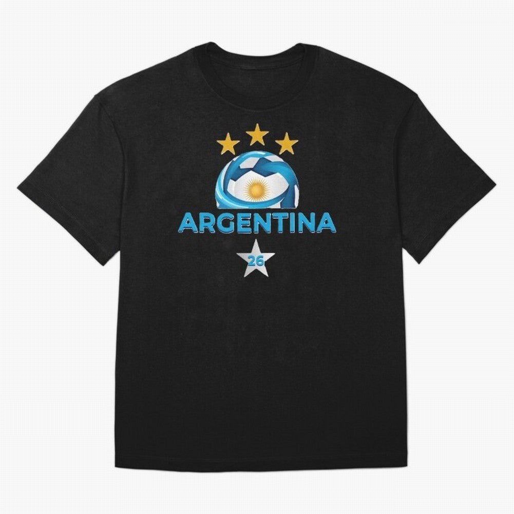 Argentina 2026 Stars Oversized T-Shirt Capture FIFA World Cup 2026 Group Stage Filled with CR7, France and Portugal Energy, Goal Celebration Energy, Supporter Heritage, Football Icons and Worldwide Tournament Joy; Great for Watch Parties, Sports