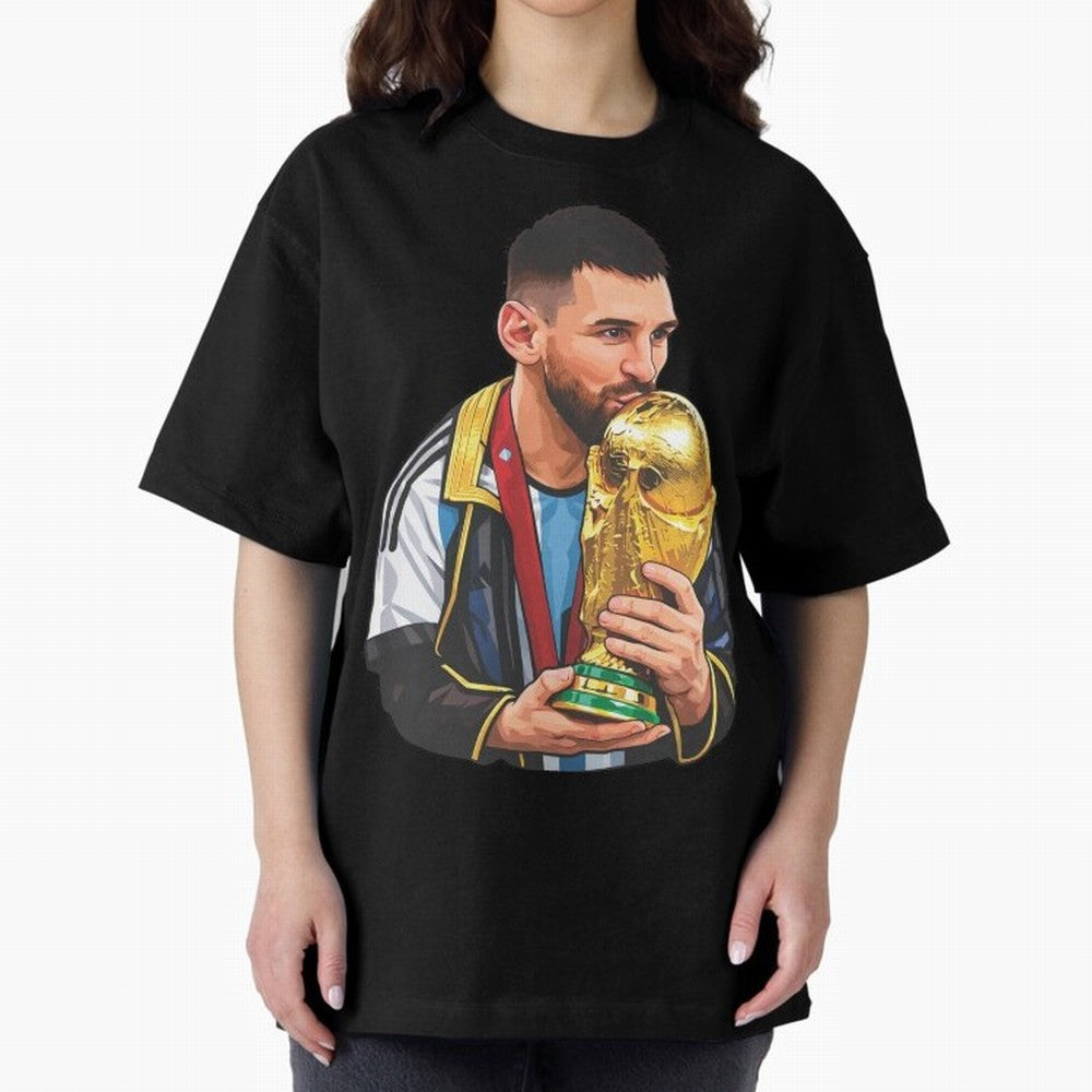 Messi celebrating the 2022 World Cup victory Classic T-Shirt Celebrate the Magic of FIFA World Cup 2026 USA Canada Mexico for Fans of Messi, CR7 and Mbappe and Brazil, Portugal and Argentina, Bringing Football Passion, Legendary Performances,