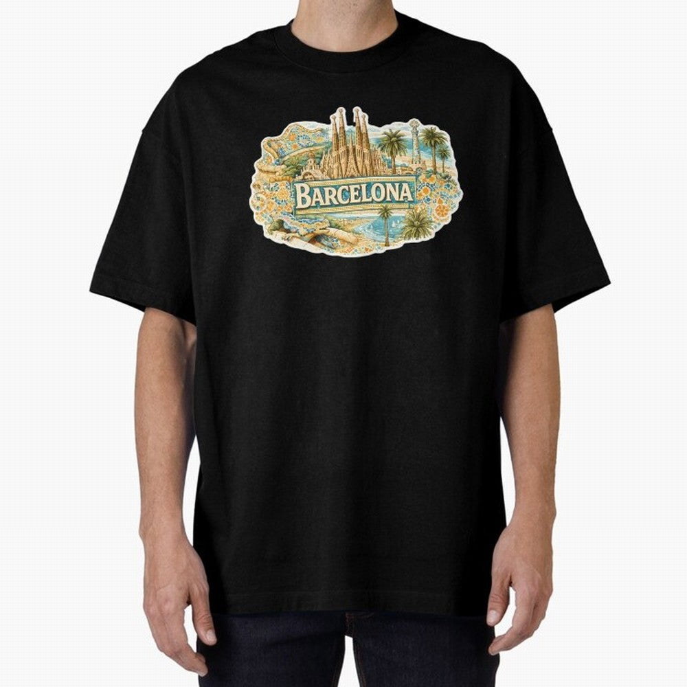 Barcelona Souvenir Sagrada Familia and Mosaic Design Oversized T-Shirt Back Your Heroes with FIFA World Cup 2026 Inspired by Messi and Cristiano Ronaldo, Netherlands Energy, Match Day Excitement, Supporter Culture, Golden Goals and Global Football