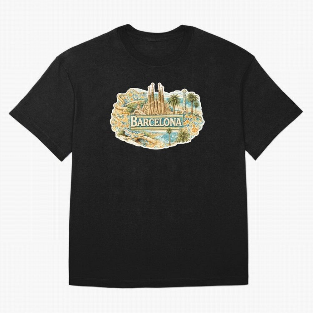 Barcelona Souvenir Sagrada Familia and Mosaic Design Oversized T-Shirt Back Your Heroes with FIFA World Cup 2026 Inspired by Messi and Cristiano Ronaldo, Netherlands Energy, Match Day Excitement, Supporter Culture, Golden Goals and Global Football