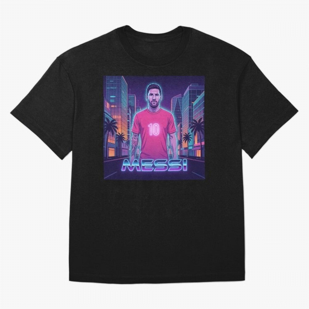Inter Miami Football Legend Messi Cyberpunk Retro Futurist Design Classic T-Shirt Experience the Global Stage of Global Football Passion for FIFA World Cup 2026 USA Canada Mexico, Highlighting Mbappe, Spain and Netherlands, Fan Favorite Moments,