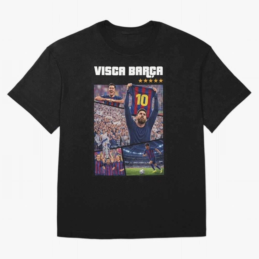 Visca Bar?a Legends Poster | Messi 10 FC Barcelona Art Oversized T-Shirt Honor the Beautiful Game during Match Day Hype around FIFA World Cup 2026 Group Stage, Messi, CR7 and Mbappe, Brazil, Portugal and Argentina, Game Day Rituals, Football