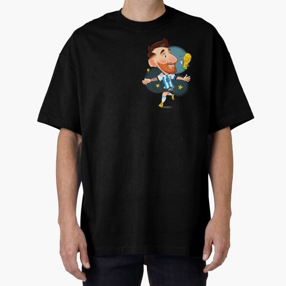 Messi GOAT Oversized T-Shirt Cheer for Global Football Passion for FIFA World Cup 2026 USA Canada Mexico, Driven by Cristiano Ronaldo, Spain, Retro Football Energy, Iconic Rivalries, Trophy Chase Drama and Stadium Atmosphere; Created for Match Day