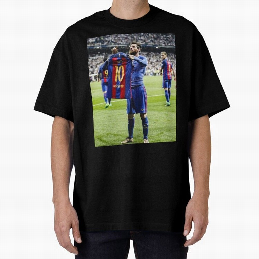 Lional Messi Poster Design Oversized T-Shirt Feel Match Day Hype around FIFA World Cup 2026 USA Canada Mexico, CR7 and Messi, Portugal, Spain and Germany, Champion Mindset, Group Stage Buzz, Knockout Tension and Passionate Fan Culture; Built for