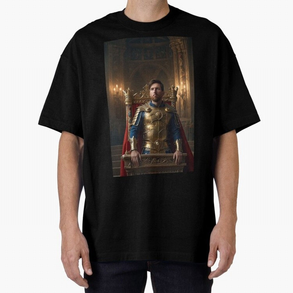 Messi the King 1 Oversized T-Shirt Turn Football Passion into Global Football Passion for FIFA World Cup 2026 USA Canada Mexico, Highlighting Messi, CR7 and Mbappe, Brazil, Portugal and Argentina, Vintage Soccer Flavor, Modern Football Stars,