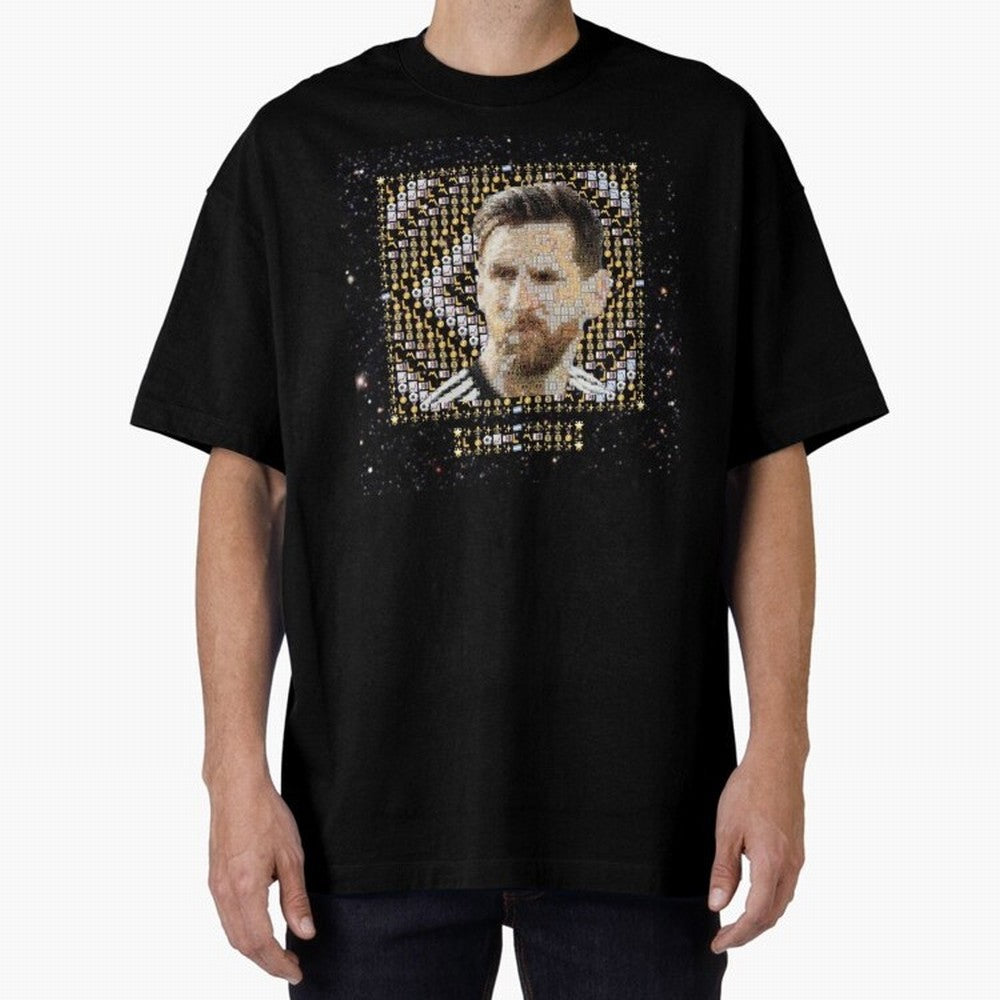 GOAT Emojified ¨C Messi-Inspired Visual Tribute | Legendary Football Grid Art | Iconic Symbolism in Emoji Form Oversized T-Shirt Celebrate Fan Favorites in FIFA World Cup 2026 USA Canada Mexico Spirit, Featuring Spain and Netherlands, CR7, Goal