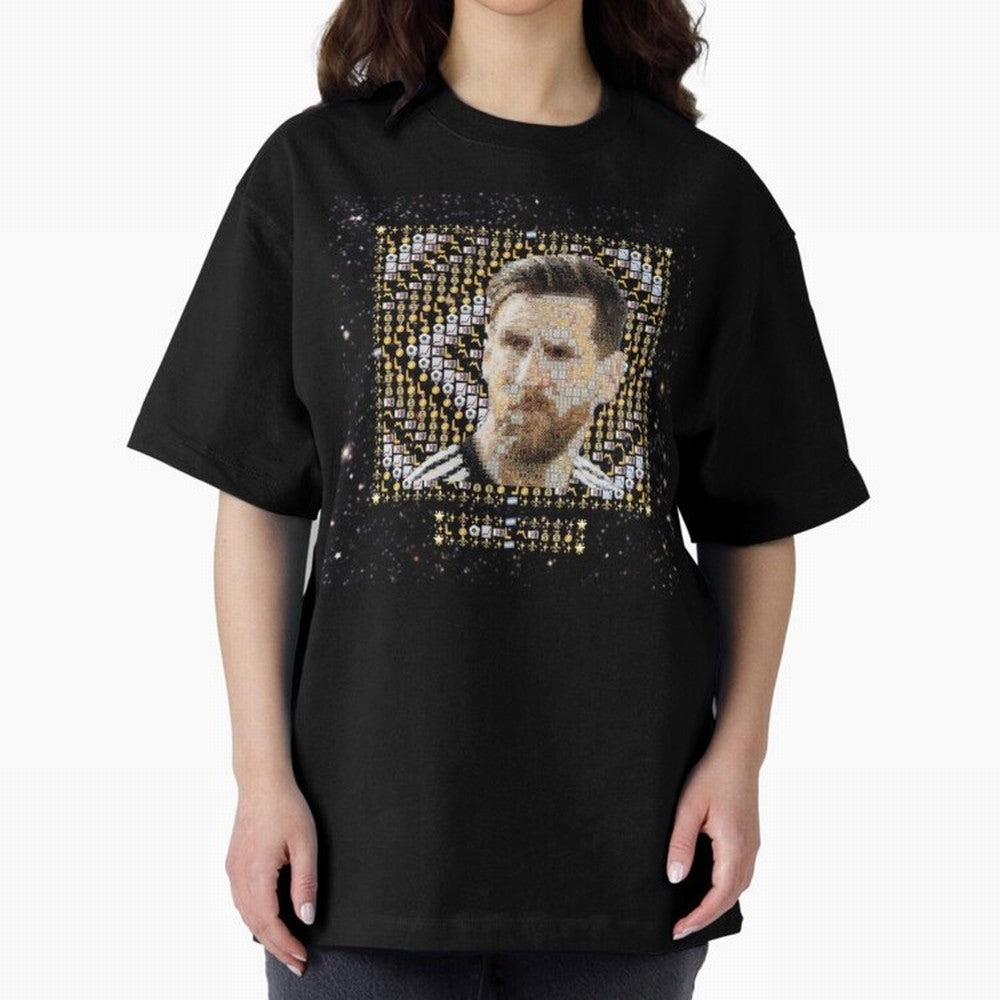 GOAT Emojified ¨C Messi-Inspired Visual Tribute | Legendary Football Grid Art | Iconic Symbolism in Emoji Form Oversized T-Shirt Celebrate Fan Favorites in FIFA World Cup 2026 USA Canada Mexico Spirit, Featuring Spain and Netherlands, CR7, Goal