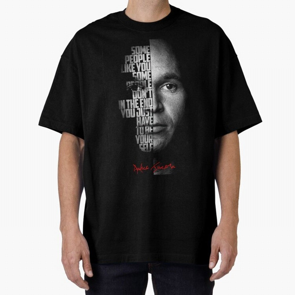 Black and white Andres Iniesta Quote. Oversized T-Shirt Make Game Day About FIFA World Cup 2026 for Fans of Haaland and Mbappe and England and Germany, Bringing Stadium Chants, National Pride, Trophy Dreams and Unforgettable Football Memories;