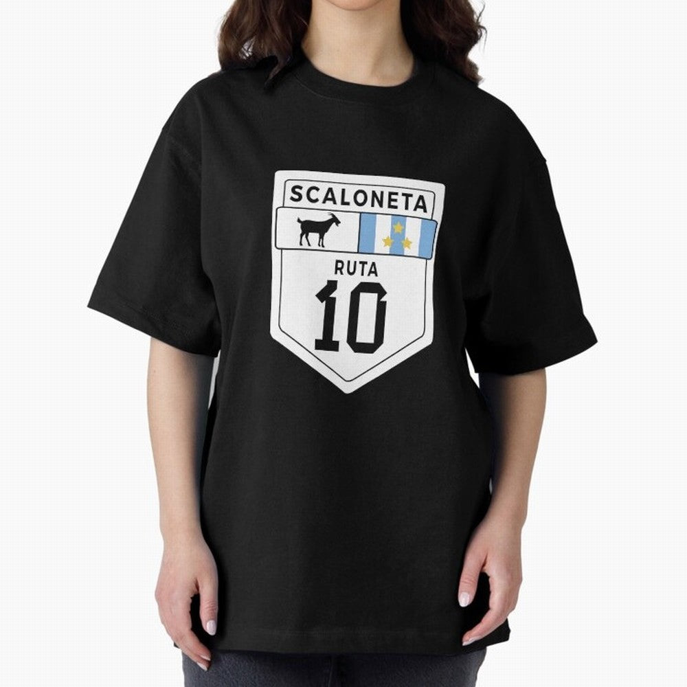 Scaloneta - Messi 10 - Goat Oversized T-Shirt Bring Global Tournament Vibes to the FIFA World Cup 2026 Journey through Messi, CR7 and Mbappe Highlights, Portugal, Spain and Germany Pride, Champion Mindset, Group Stage Buzz, Knockout Tension and
