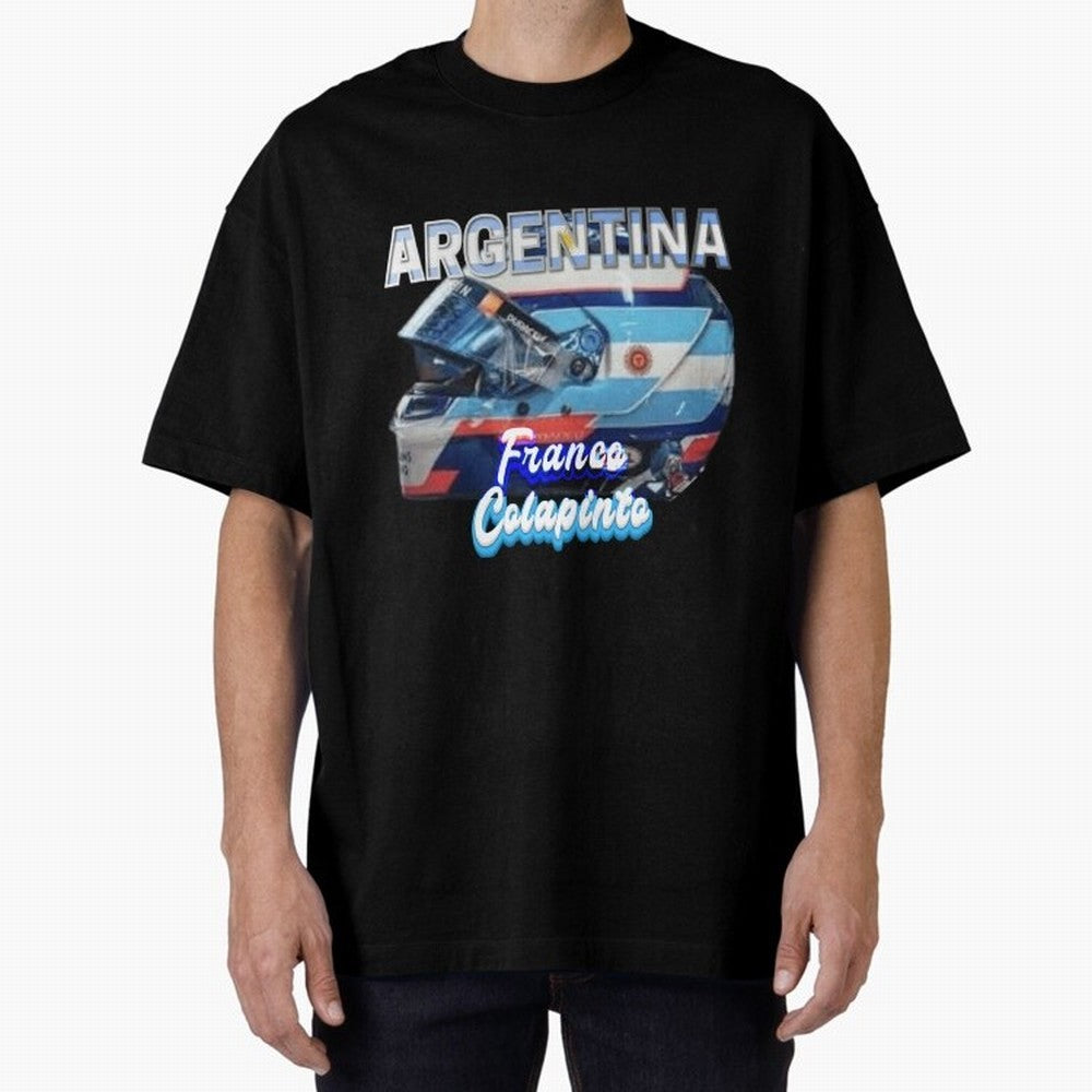 5306 Colapinto Helmet Argentina Oversized T-Shirt Feel International Energy from FIFA World Cup 2026 USA Canada Mexico Spirit, Centered on Netherlands, Haaland and Mbappe, Championship Spirit, Famous Goals, Roaring Crowds and International Football