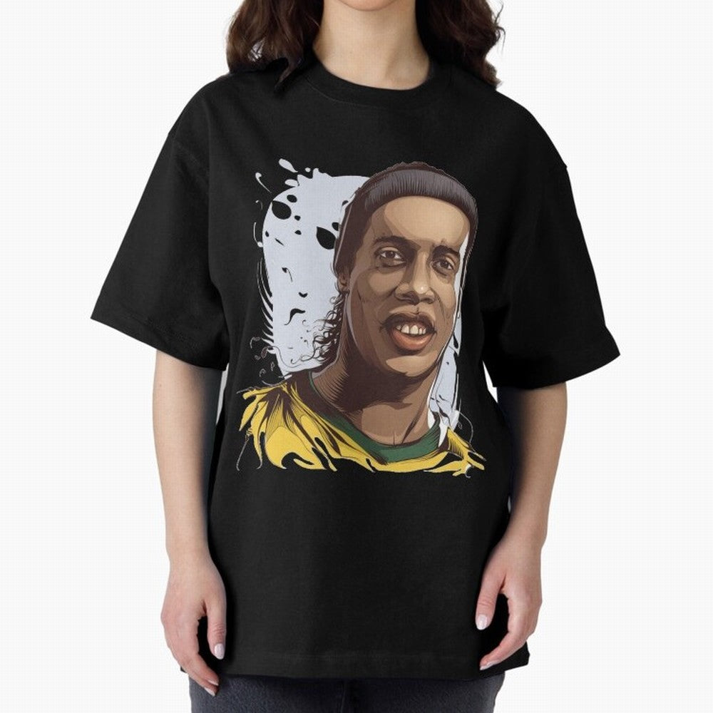 Illustration Ronaldinho Art Classic T-Shirt Celebrate the Stars of Global Football Passion for FIFA World Cup 2026, Filled with Neymar, Haaland and Cristiano Ronaldo, England and Germany, Champion Mindset, Group Stage Buzz, Knockout Tension and