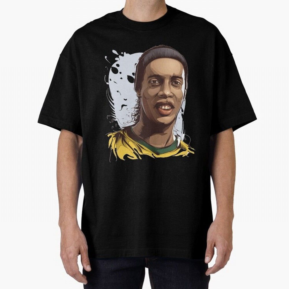 Illustration Ronaldinho Art Classic T-Shirt Celebrate the Stars of Global Football Passion for FIFA World Cup 2026, Filled with Neymar, Haaland and Cristiano Ronaldo, England and Germany, Champion Mindset, Group Stage Buzz, Knockout Tension and