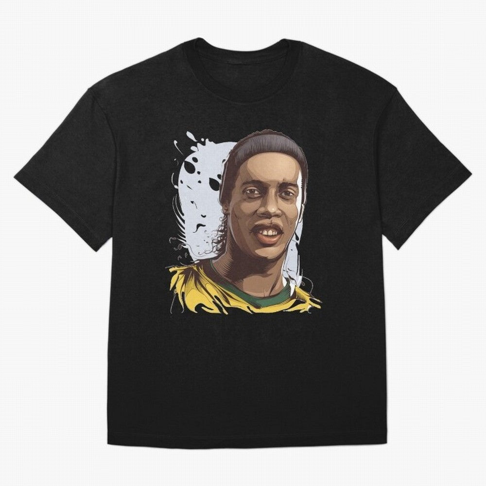 Illustration Ronaldinho Art Classic T-Shirt Celebrate the Stars of Global Football Passion for FIFA World Cup 2026, Filled with Neymar, Haaland and Cristiano Ronaldo, England and Germany, Champion Mindset, Group Stage Buzz, Knockout Tension and