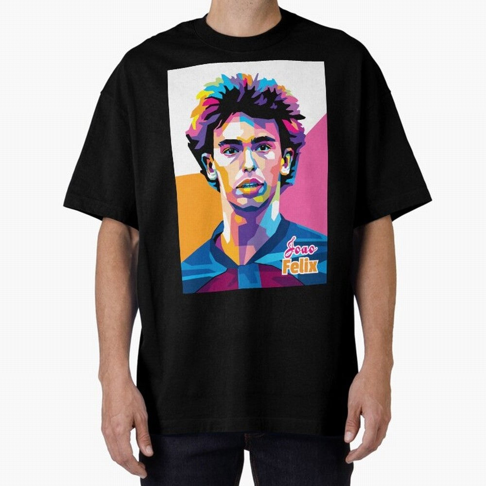 Joao Felix in WPAP Style Oversized T-Shirt Bring Home Global Football Passion for FIFA World Cup 2026, Highlighting Messi and Cristiano Ronaldo, England, France and Netherlands, Championship Spirit, Famous Goals, Roaring Crowds and International