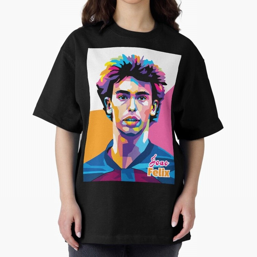 Joao Felix in WPAP Style Oversized T-Shirt Bring Home Global Football Passion for FIFA World Cup 2026, Highlighting Messi and Cristiano Ronaldo, England, France and Netherlands, Championship Spirit, Famous Goals, Roaring Crowds and International