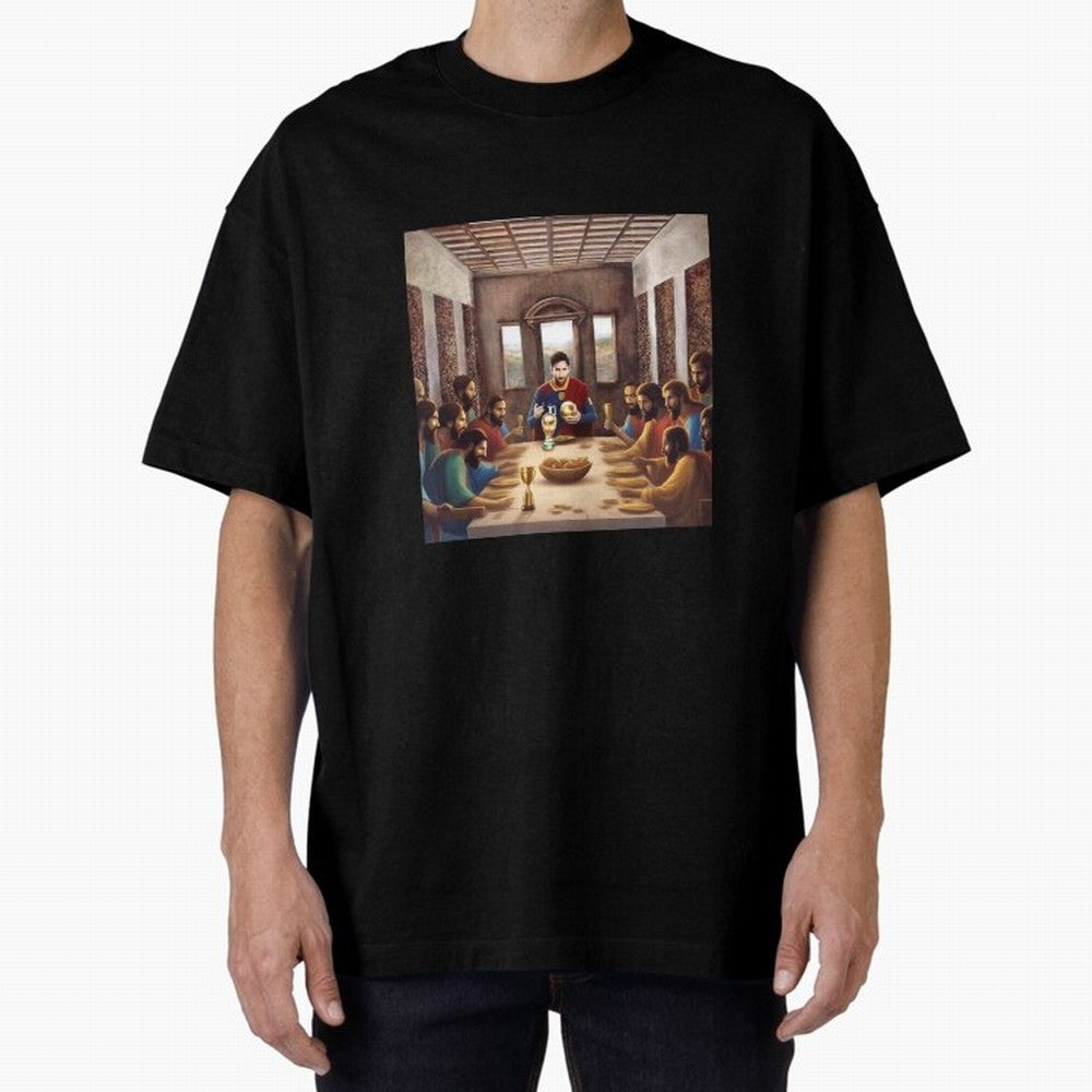 Messi The Last Supper Art Gift Limited Edition Oversized T-Shirt Celebrate Unforgettable Nights in Match Day Hype around FIFA World Cup 2026 USA Canada Mexico, Cristiano Ronaldo, France and Portugal, Football History, Final Match Energy, Crowd