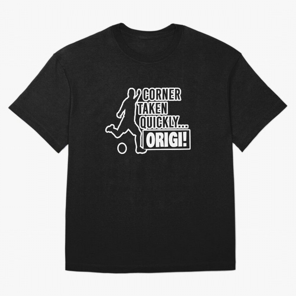 Corner Taken Quickly Origi (Black) Essential T-Shirt Join Supporters Worldwide for FIFA World Cup 2026 Group Stage Capturing Messi, Neymar and Mbappe, England and Germany Energy, Goal Celebration Energy, Supporter Heritage, Football Icons and