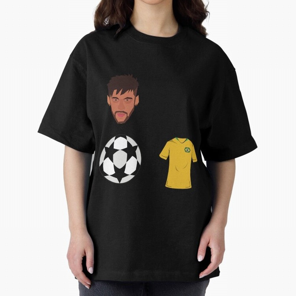 Neymar JR 10 - PSG X Brazil Oversized T-Shirt Cheer for FIFA World Cup 2026 Spirit, Highlighting England, Messi, CR7 and Mbappe, Championship Spirit, Famous Goals, Roaring Crowds and International Football Unity; Perfect for Supporters Who Want