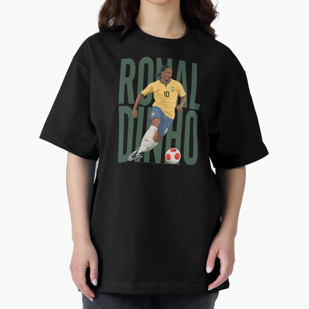 Ronaldinho Gaucho in action Minimalist Graphic Premium T-Shirt Bring World Football Passion into FIFA World Cup 2026 USA Canada Mexico Driven by Mbappe, England, France and Netherlands Energy, Sports Nostalgia, International Competition, Famous