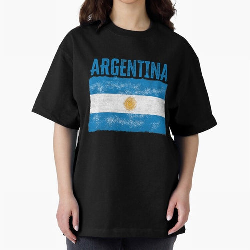 Argentina Oversized T-Shirt Stand with Match Day Hype around FIFA World Cup 2026, Messi and Cristiano Ronaldo, Netherlands, Match Day Excitement, Supporter Culture, Golden Goals and Global Football Passion; Perfect for Supporters Who Want Bold