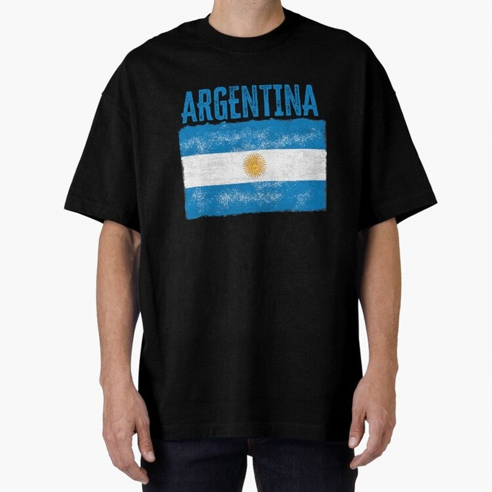Argentina Oversized T-Shirt Stand with Match Day Hype around FIFA World Cup 2026, Messi and Cristiano Ronaldo, Netherlands, Match Day Excitement, Supporter Culture, Golden Goals and Global Football Passion; Perfect for Supporters Who Want Bold