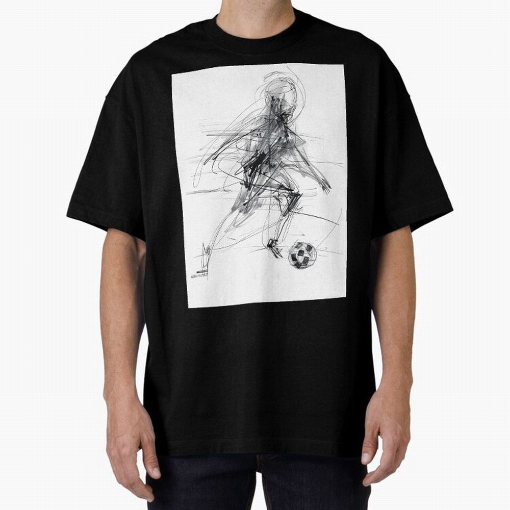 Abstract Soccer Player Sketch ¡ª Minimal Line Art Design Premium T-Shirt Honor the Beautiful Game during the FIFA World Cup 2026 Journey through Cristiano Ronaldo, Haaland and CR7 Highlights, Spain and Netherlands Pride, Classic Soccer Heritage,