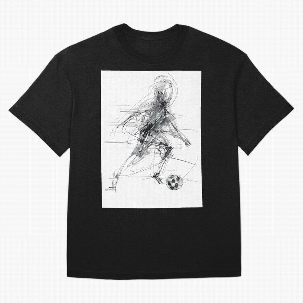 Abstract Soccer Player Sketch ¡ª Minimal Line Art Design Premium T-Shirt Honor the Beautiful Game during the FIFA World Cup 2026 Journey through Cristiano Ronaldo, Haaland and CR7 Highlights, Spain and Netherlands Pride, Classic Soccer Heritage,