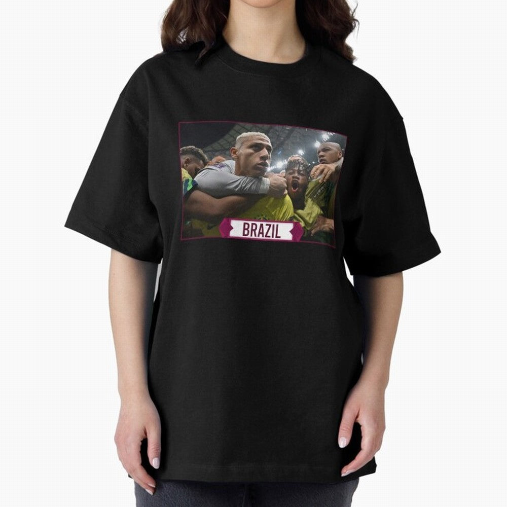 Brazil World Cup Oversized T-Shirt Wear the Spirit of Match Day Hype around FIFA World Cup 2026, CR7 and Messi, England, France and Netherlands, Stadium Memories, Football Loyalty, International Chants and Championship Tradition; Perfect for People
