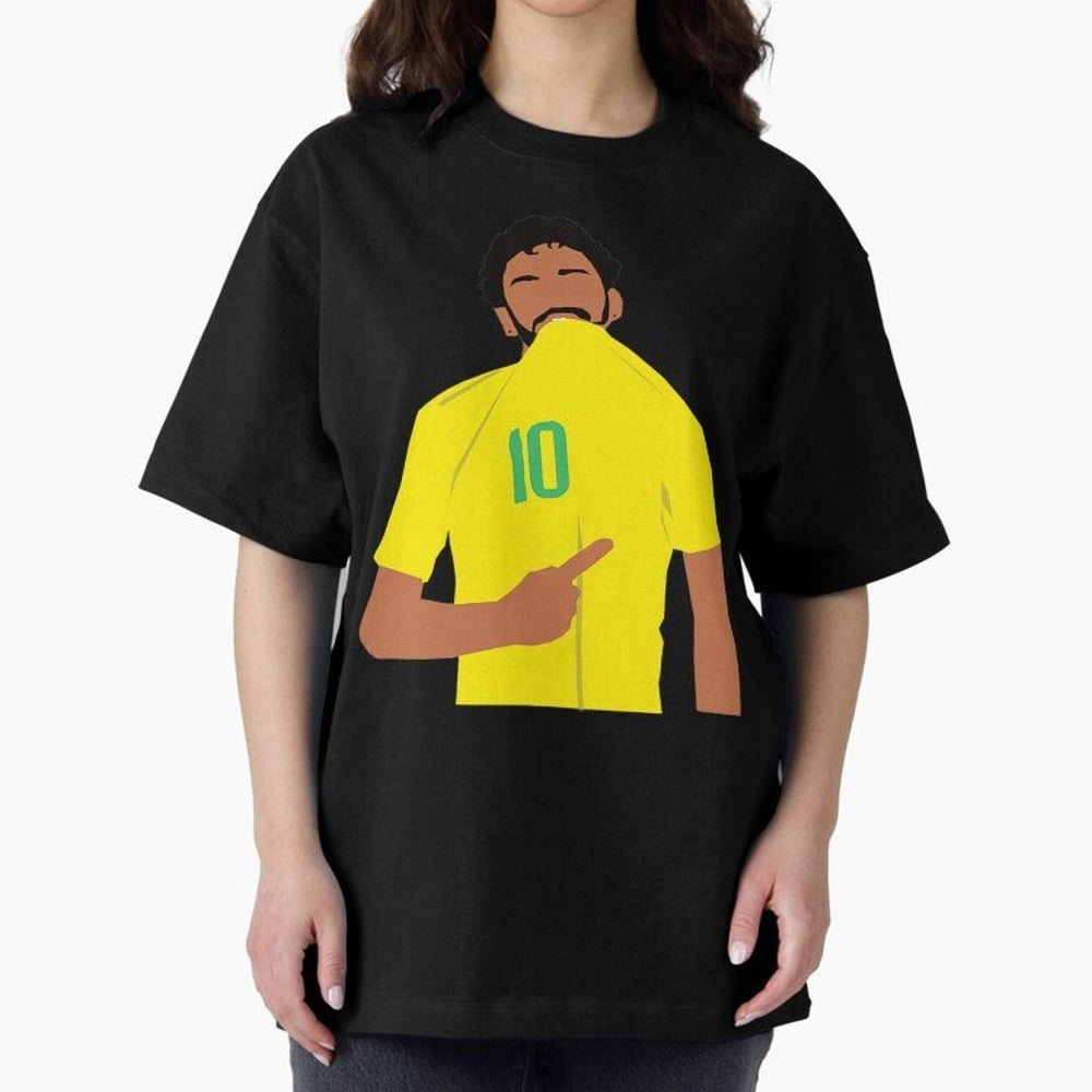Neymar Jr Oversized T-Shirt Celebrate the Stars of Global Football Passion for FIFA World Cup 2026 USA Canada Mexico, Inspired by Haaland, Spain, Vintage Soccer Flavor, Modern Football Stars, National Flags and Final Night Emotion; Perfect for